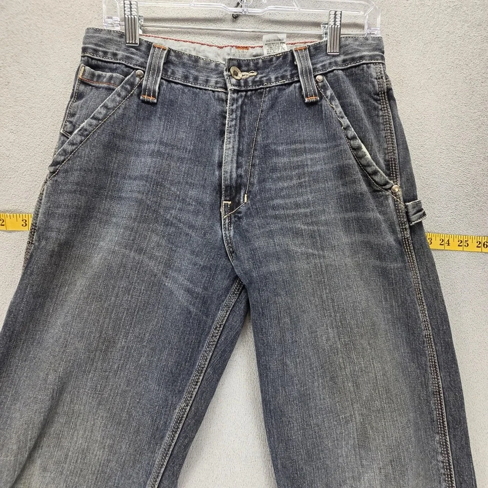 Vintage Levis Carpenter Pants Womens 29x29 Blue Dark Wash Cargo Zip Fly